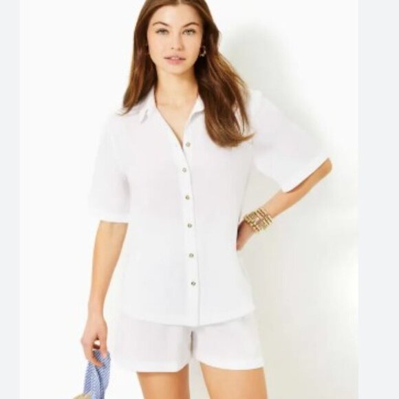 Lilly Pulitzer Franki Shirt RESORT WHITE - Picture 4 of 13